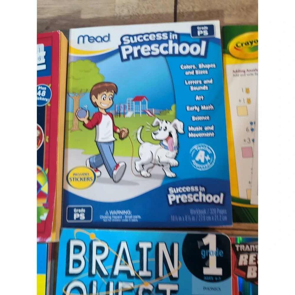 Lot Of 4 1st Grade , Preschool‎ And 2 Coloring Books. Some Writing. Brain Quest
